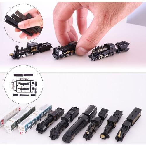 9pcs/Set Mini Train Model High-Speed Rail Nostalgic Steam Simulation Collection Ornaments Trains With Steam Locomotives