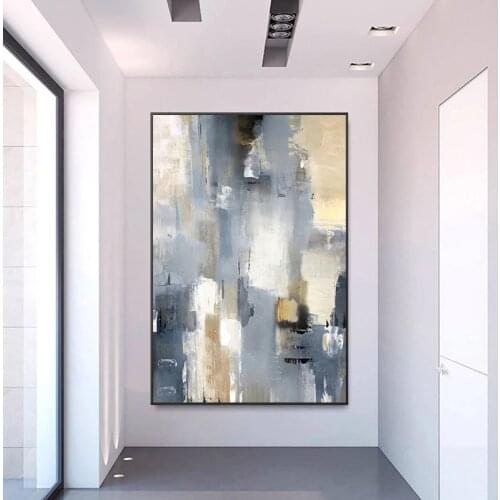 100% Handmade Abstract Oil Painting Wall Art Modern Minimalist Blue Picture Canvas Home Decor For Living Room Office No Frame