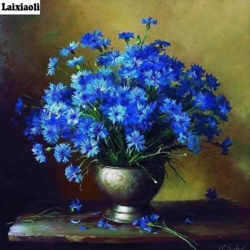 Diamond Painting Flowers 5D DIY Diamond Embroidery Sale blue Cornflower 3d Picture of rhinestone Cross Stitch Sets With Beads