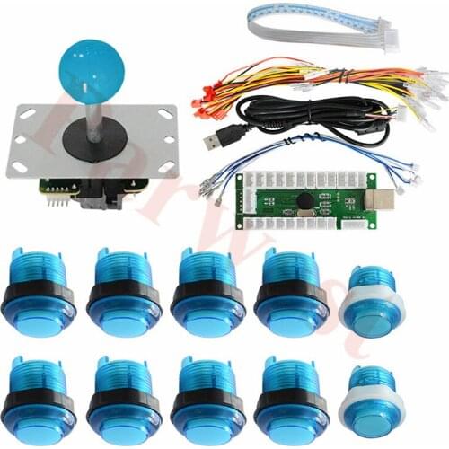 DIY Arcade LED kit with Illuminated Push Buttons and Sanwa Joystick for Raspberry Pi with Retro Pie System and PC Video Games