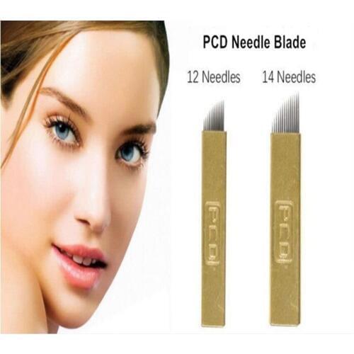 Free Shipping 20 pcs 12&14 needles for Each 10 pcs Microblading needle permanent eyebrow makeup for 3D embroidery tattoo guide