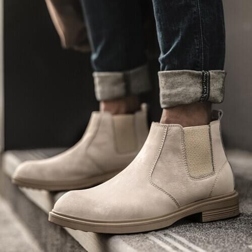 Chelsea Boots Men Winter Shoes plush warm Men snow Boots Casual genuine Leather Men Ankle Boots Male Leather Footwear