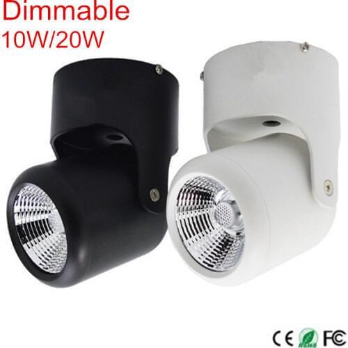 COB 10W 20W Dimmable Downlights Surface Mounted Downlight LED Lighting Angle-adjustable+ 85-265V Driver Warm/Natural/Cold White