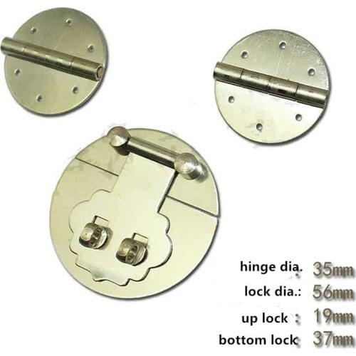 Wooden Jewelry Box Vase Buckle Metal Box Hasp Latch Brass Lock,Decorative Hasp,1 Lock+2 Round Hinges,Vintage Antique Lock Set