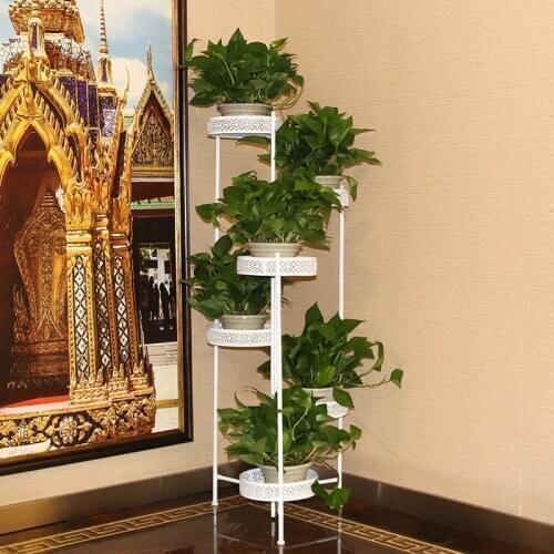 Home Balcony European style Iron Plant Racks Indoor Floor-to-ceiling Green Radish Racks Fashion Pastoral Flower Pot Racks