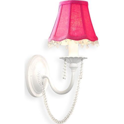 European Creative Fabric Shade Wall Light E14 Modern Crystal Wall Lamp Childrens Room Girls Bedroom Bedside Wall Sconces WL277