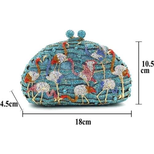 Flamingo Diamond Bag Hollow Metal Crystal Cosmetic Bag
