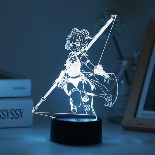 Genshin Impact LED Night Light Anime Figure Lamp Kids For Indoor Bedroom Party Novelty Illusion Bedside Desktop Decor Child Gift