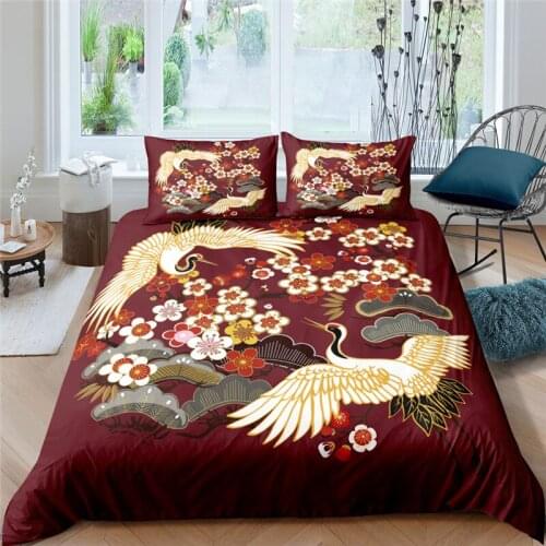 Luxury 3D Crane/Dragon Print 2/3Pcs Kids Bedding Sets Comfortable Animal Duvet Cover Pillowcase Home Textile Queen and King Size
