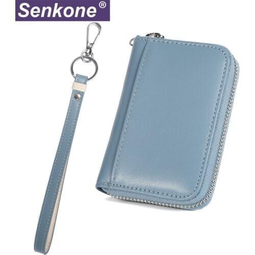 Zipper ID Credit Card Wallet Genuine Leather Fashion Cash Holder Organizer Case Card Pack Business Credit Card Holder Coin Purse