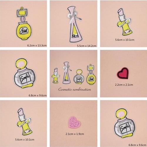 Cosmetic Heart Sequins Patches Cap Shoe Iron On Embroidered Appliques DIY Apparel Accessories Patch Clothing Fabric Badge BU68