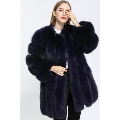 Janefur Genuine Fox Fur Jacket New Style Long Real Fur Coat Winter Clothes For Women Streetwear
