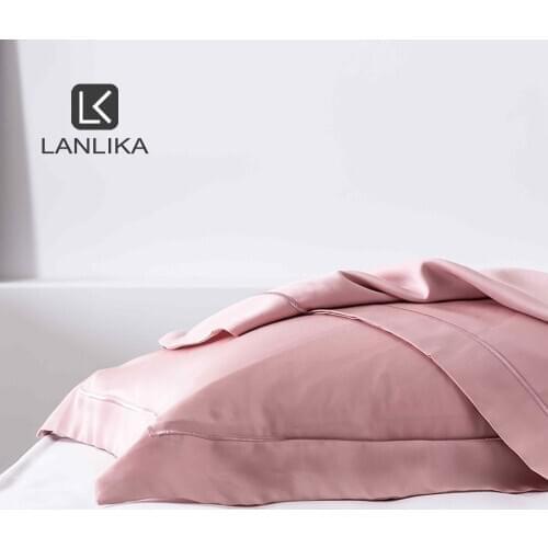 Lanlika Women 100% Natural Silk Pink Pillowcase Luxury 6A Grade 25 Momme Silk Pillow Cover Healthy Silky Pillow Case For Gift