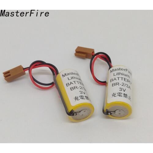 MasterFire 10pcs/lot New Original Battery For Panasonic BR-2/3A 3V PLC Lithium Battery Batteries With Two-hole Plugs