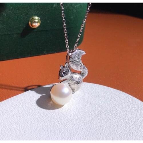 Squirrel Trendy New 925 Sterling Silver Pendant Base Settings Mountings Findings Parts for Pearl Crystal Jade Agate Beads Stones