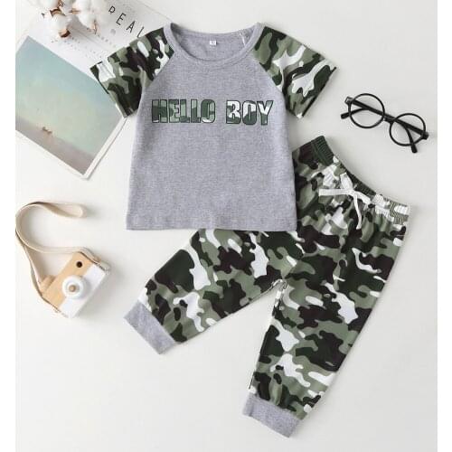 2pcs Fashionable Summer Clothes Set Baby Kids Boys Camouflage Short Sleeve Comfortable Leisure Chic T-shirts Trousers