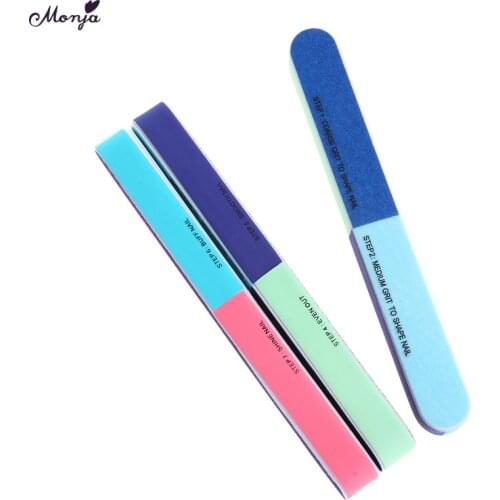 Monja 3pcs/set Six-sided Nail Art Polishing Sanding Grinding File Creative Printing Nail Buffer Block Manicure Tools