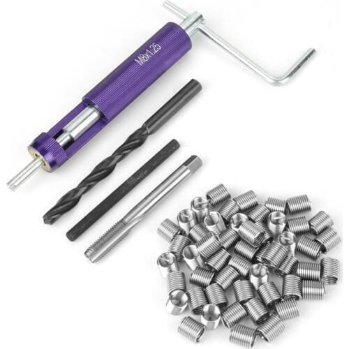 50Pcs M8X2D Thread Repair Insert Kit Stainless Steel Coiled Wire Insert Installation Kit Helical Screw Thread Car Repair Tools