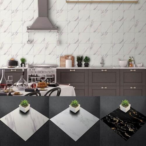 1pc 30*30cm Modern Kitchen Stickers Waterproof Oilproof Classic Marble Pattern Wall Stickers Desktop Self-adhesive