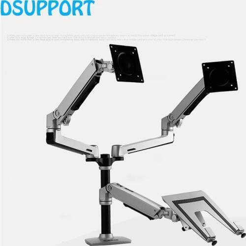 Desktop Full Motion 17-32inch Dual Monitor Holder Mount Arm +10-15.6inch Laptop Support Mechanical Spring Arm