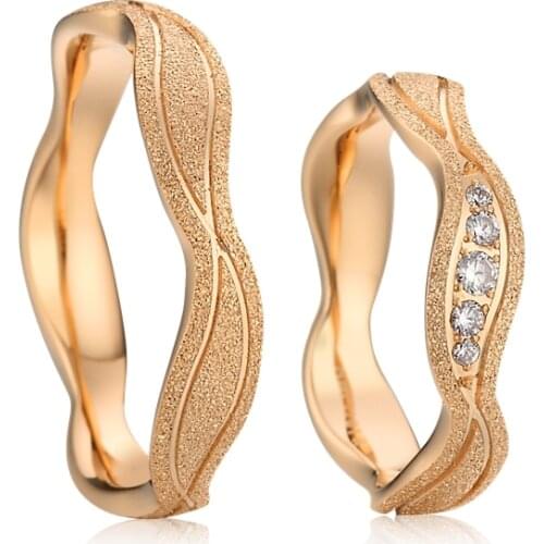 Latest wedding ring designs rose gold plated titanium jewelry Love Alliance custom ladies Gents proposal promise couple rings