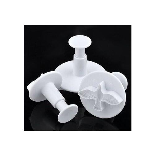 New 3pcs Dove Cake Cookie Biscuit Decorating Sugarcraft Plunger Cutter Gum Mold Tool
