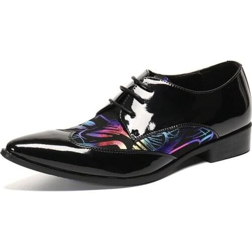 New Luxury Pointed Toe Men Leather Dress Shoes Fashion Black Oxford Shoes Men, Party/Wedding/Stage Sapato Masculino, EU38-46