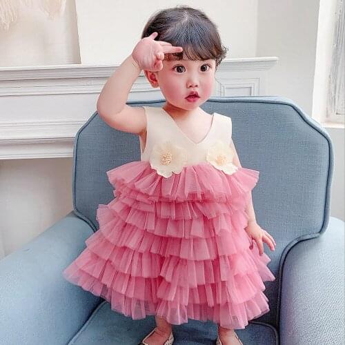 1-6T Toddler Baby Girls Birthday Lace Flower Evening Party Princess Wedding Dress ball Toddler Costume