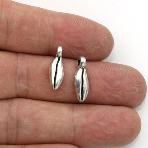 20pcs Antique Silver Plated Coffee Beans Charms Pendants for Jewelry Making Charm Bracelet DIY Handmade Craft 17x7mm