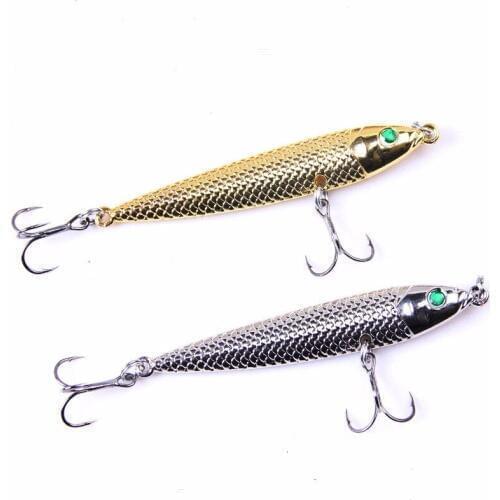 1pcs/pack 48g 85mm Metal VIB lead Fishing Lure Silver/Gold 3D eyes Stickbait lead Jigging Salterwater Lure fishing tackle