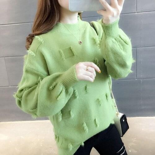 Autumn Winter Style Women Knitted Pullover Tops Lady Casual Stand Collar Long Sleeve Striped Sweater Pullover ZZ0949
