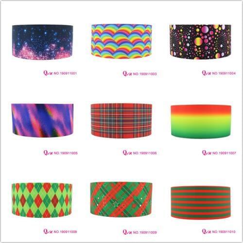 Q&N ribbon 50Yards 16mm-75mm Christmas Gradient Grosgrain/FOE Ribbons for DIY Bow Craft Wedding Christmas Party Decoration