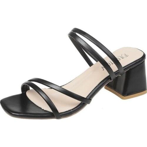 Mid-heel Thick Heel 2021 Summer Dual-use External Wear Sandals Women Large Size 41-42 Womens Slippers Fashion Womens Shoes