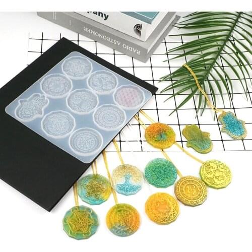 DIY Crystal Epoxy Resin Mold Flower of Life Pendant Creative Energy Tree Crystal Necklace Jewelry Silicone Mold