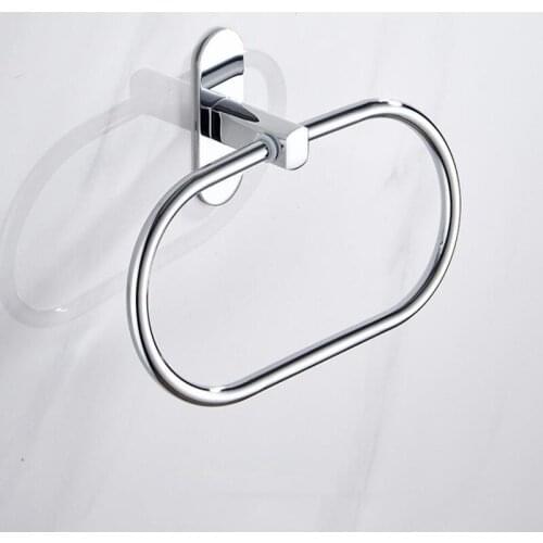 Silver Towel Ring Towels Holder Wall Mounted Hand Towel Rails for Kitchen Bath Room Punch Free