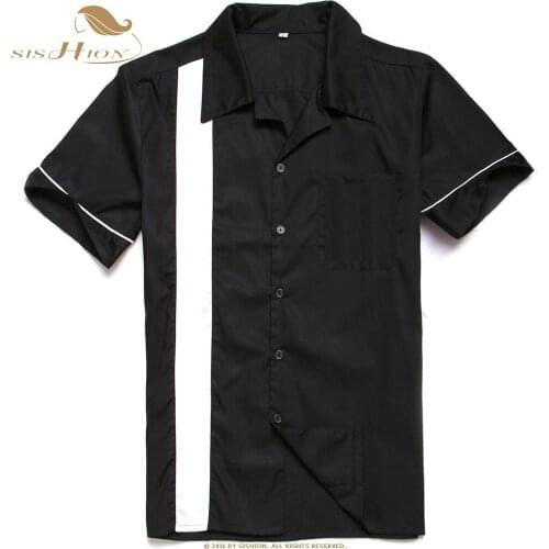SISHION Vintage Men Shirt Cowboy ST109 Cotton Short Sleeve Summer Black Shirt camisa manga curta mens short sleeve Shirts