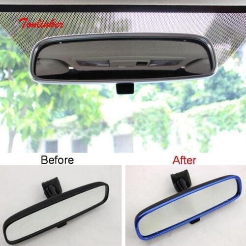 Tonlinker Interior Rearview mirror Cover case sticker for Mitsubishi Outlander 2016-19 Car Styling 1 Pcs Aluminum Cover stickers