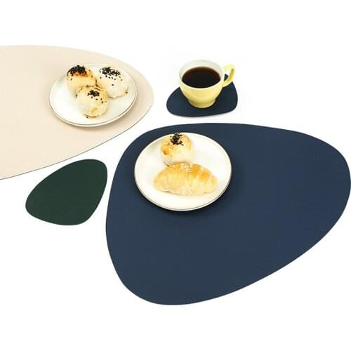 Triangles Insulation Table Mat set Leather Pad Non Slip Coasters Heat-Resistant Anti-scalding Placemat Household UD88