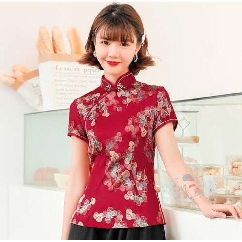 Vintage Button Women Tang Coat Tops Exquisite Chinese Traditional Embroidery Shirts Overcoat Slim Mandarin Collar Blouse 4XL 5XL