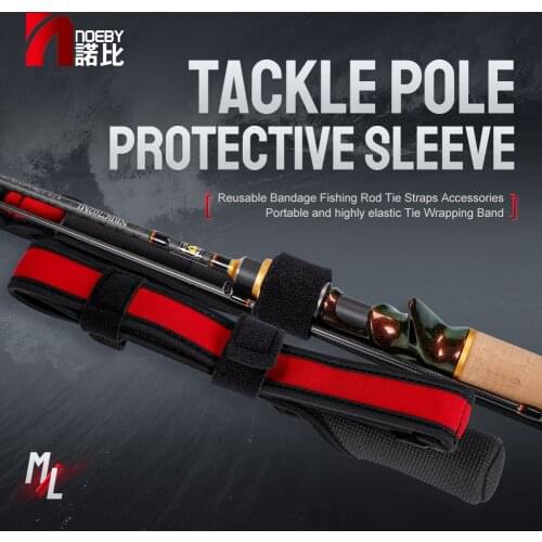 Noeby Fishing Rod Holder Belt Strap Tackle Pole Protective Sleeve M/L Reusable Bandage Fishing Rod Tie Straps