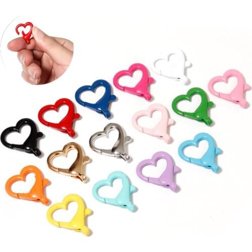 10PCS /LOT Alloy Heart Shape 26*21.5mm Lobster Clasp Hooks Keychain Bracelet Chain Split Hooks For DIY Jewelry Making Accessory