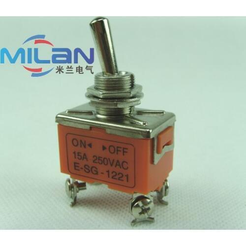 1PCS E-SG-1221 DPST ON/OFF Industrial Toggle Switches 1221 15A 250VACDouble pole single throw
