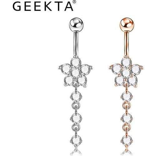 1Pc Sexy Dangling Navel Belly Button Rings Belly Piercing Crystal Surgical Steel Women Body Jewelry Barbell Women Accessories