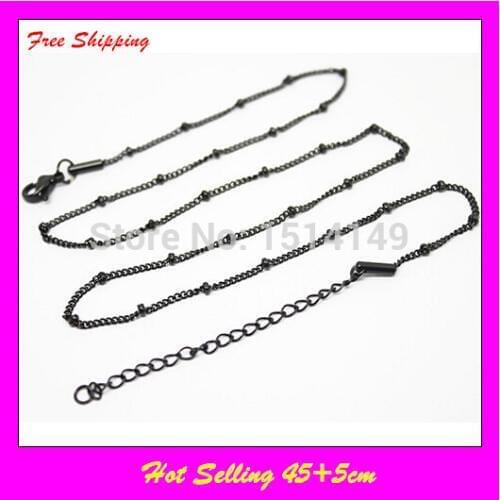 10pcs!!! 45+5cm floating glass locket chains black stainless steel living glass floating locket chains