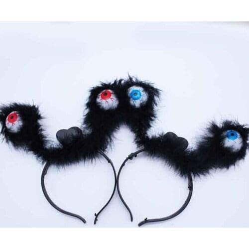 12pcs Flashing Alien Headband Black Feather Light-Up Eyeball Hair Band Pumpkin Head Hoop Glow Wedding Birthday Party Decoration