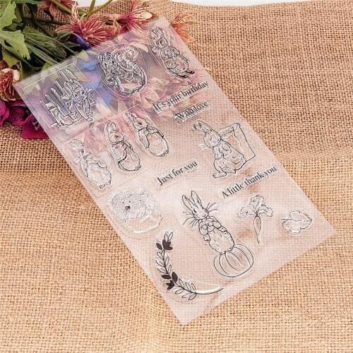 13*21CM Hot sale rabbit Transparent Clear Stamps / Silicone Seals Roller Stamp for DIY scrapbooking photo album/Card Making