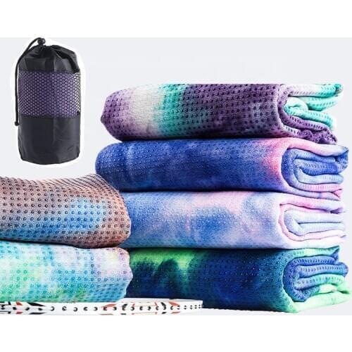 183*63cm Microfiber Yoga Mat Towel Anti Slip PVC Massage Dot Sweat Yoga Blanket Workout Non Slip Yoga Mat Cover Printed with Bag