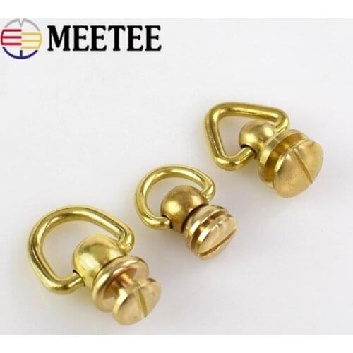 4Pcs Solid Brass Rotated D Swivel Ring Chain Wallet Key Chain Connector Bag Hanger Metal Buckle Snap Hook DIY Leather Craft