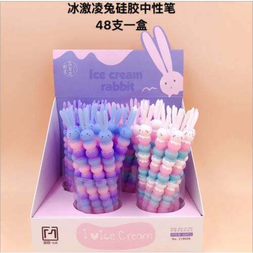 48 pcs Gel Pens Ice cream rabbit black colored kawaii gift gel-ink pens writing Cute stationery office school supplies
