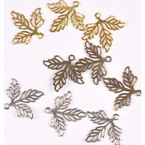 50 Pcs Filigree Wraps Leaves Metal Connectors Crafts For Jewelry Making Embellishments Scrapbooking 25.5x23mm YKL0739